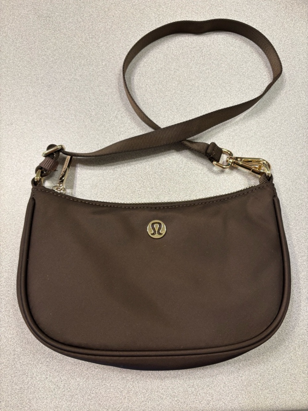 lululemon athletica Chocolate Brown Mini Crossbody with Gold Hardware